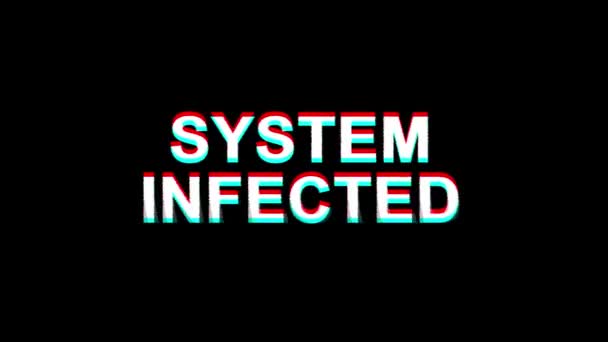 System infected glitch effect text digital tv verzerrung 4k loop animation — Stockvideo