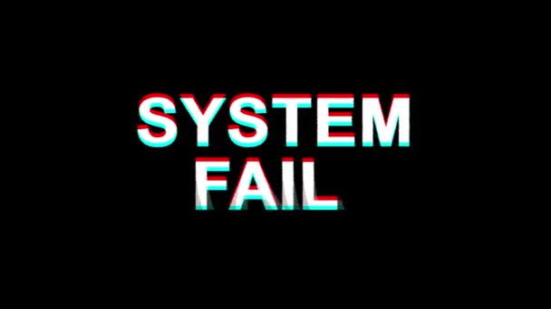 Systeem Fail glitch effect tekst digitale TV vervorming 4k loop animatie — Stockvideo