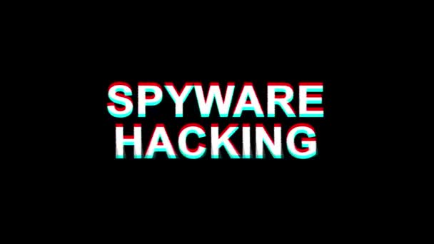 Spyware Hacking Glitch Effekt Text Digital TV Verzerrung 4k Loop Animation — Stockvideo