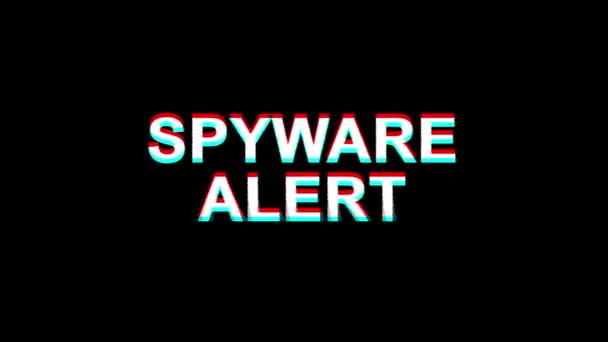 Spyware alert glitch Effect Text cyfrowa telewizja zniekształcenia animacja pętli 4K — Wideo stockowe