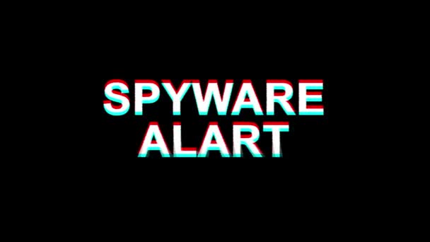 Spyware Alart glitch effect tekst digitale TV vervorming 4k loop animatie — Stockvideo