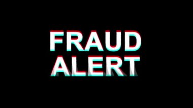 Dolandırıcılık Uyarısı Glitch Etkisi Metin Dijital Tv Distortion 4k Loop Animasyon