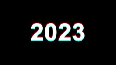 Yeni Yıl 2023 Glitch Etkisi Metin Dijital Tv Distortion 4k Loop Animasyon