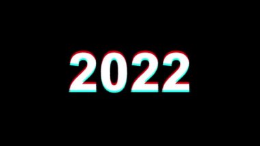 Yeni Yıl 2022 Glitch Etkisi Metin Dijital Tv Distortion 4k Loop Animasyon