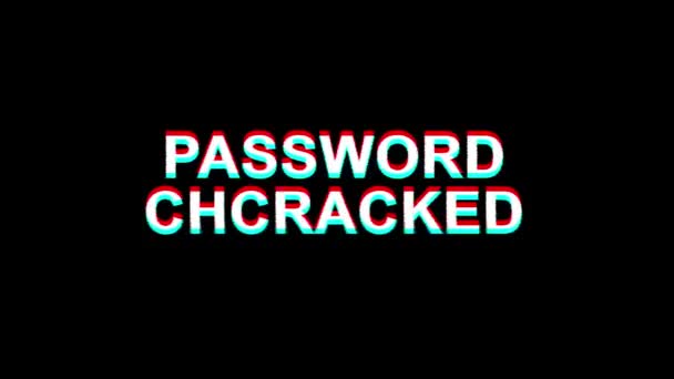 Password ChCRACKED Glitch Effect Text Digital TV Distortion 4K Loop Animation — Stock Video