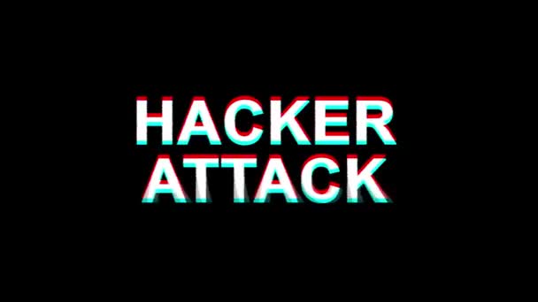 Hacker attack glitch effect tekst digitale TV vervorming 4k loop animatie — Stockvideo