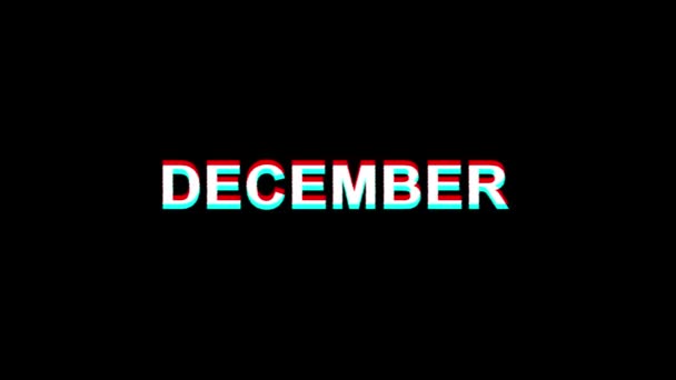 Dezember glitch effekt text digital tv verzerrung 4k loop animation — Stockvideo