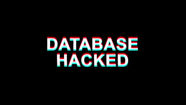 Database Hacked glitch effect tekst digitale TV vervorming 4k loop animatie — Stockvideo