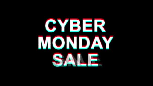 Cyber Monday Sale Glitch Effect Text Digital TV Distortion 4K Loop Animation — Stock Video