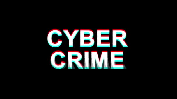 Cyber Crime Glitch Effect Text Digital TV Distortion 4K Loop Animation — Stock Video