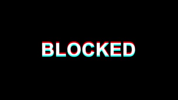 Blokovaný efekt zablokování text digitální TV deformace 4k smyčka animace — Stock video