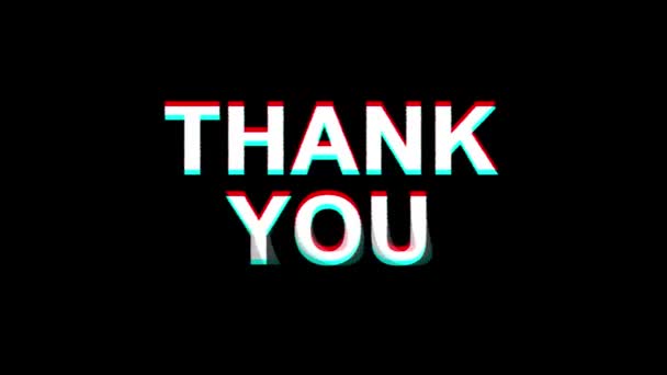 Thank You Glitch Effect Text Digital TV Distortion 4K Loop Animation — Stock Video