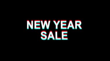 Yeni Yıl İndirimi Glitch Etkisi Metin Dijital Tv Distortion 4k Loop Animasyon