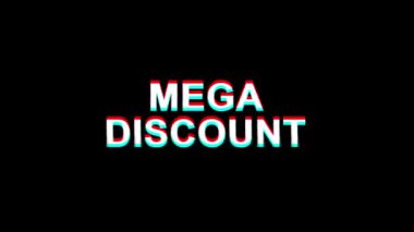 Mega İndirim Glitch Etkisi Metin Dijital Tv Distortion 4k Loop Animasyon
