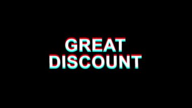 Büyük İndirim Glitch Etkisi Metin Dijital Tv Distortion 4k Loop Animasyon