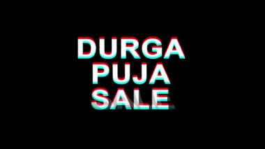Durga Puja Satılık Glitch Etkisi Metin Dijital Tv Distortion 4k Loop Animasyon
