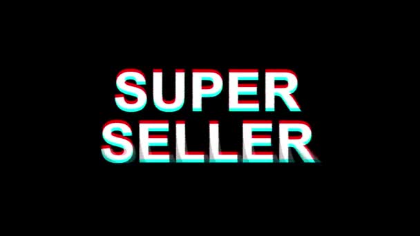 Super Seller Glitch Effect Text Distorsión de TV digital Animación 4K Loop — Vídeos de Stock