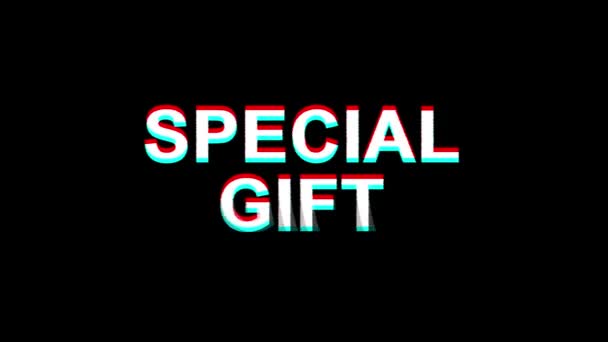 Speciale gift glitch effect tekst digitale TV vervorming 4k loop animatie — Stockvideo