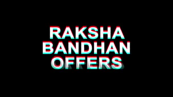 Raksha Bandhan ajánlatok glitch Effect szöveg digitális TV torzítás 4k loop animáció — Stock videók