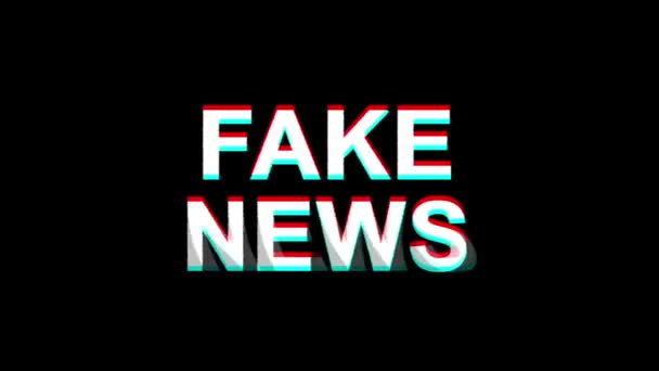 FAKE NEWS Effetto glitter Testo Distorsione TV digitale Animazione 4K Loop — Video Stock