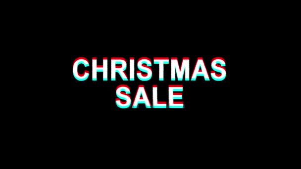 Christmas Sale Glitch Effect Text Digital TV Distortion 4K Loop Animation — Stock Video