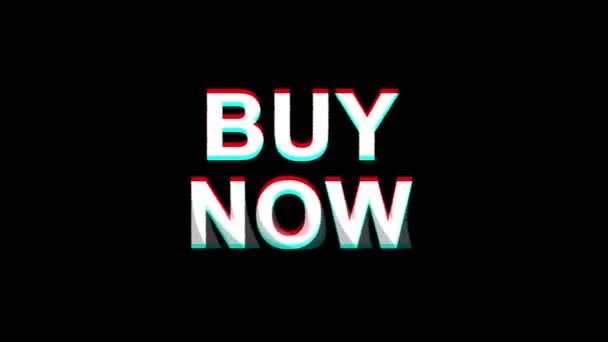 BUY NOW Glitch Effect Text Digital TV Distortion 4K Loop Animation — Stock Video