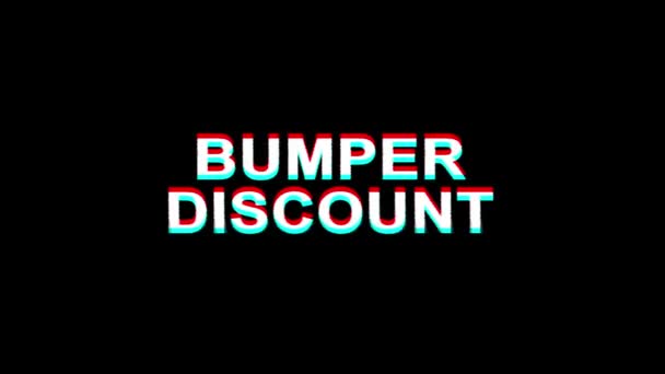 Bumper Discount Glitch Effekt Text Digital TV Verzerrung 4k Loop Animation — Stockvideo