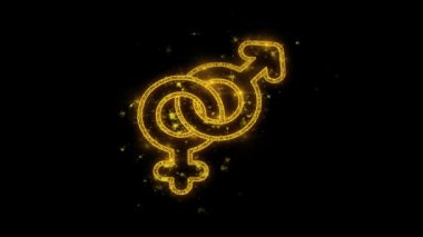 Cinsiyet sembolü Element Altın Parçacıklar Kıvılcım havai fişek ile yazılmış