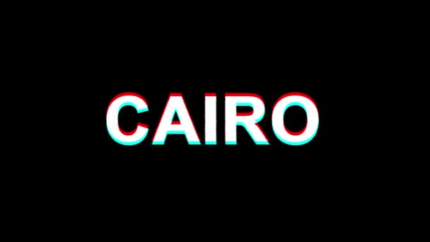 CAIRO глюк эффекта Текстовый цифровой телевизор искажение 4K петля анимации — стоковое видео