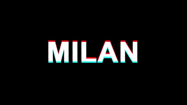 Milan efeito Glitch texto Digital TV distorção 4K loop Animation — Vídeo de Stock