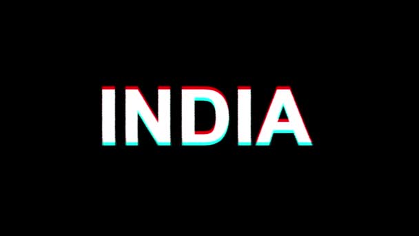 INDIA Glitch Effect Teks Digital TV Distortion 4K Loop Animation — Stok Video