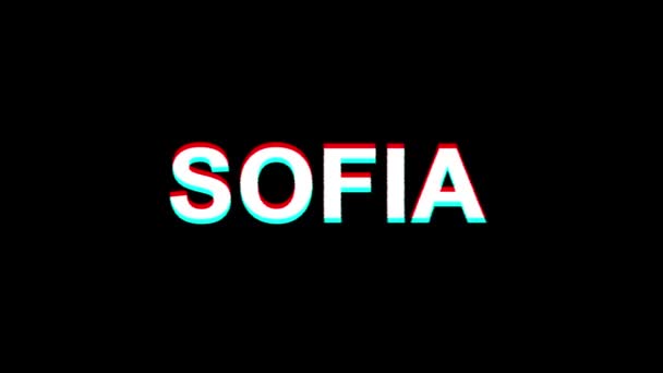 Sofia glitch effekt text digital TV Distortion 4K loop animation — Stockvideo