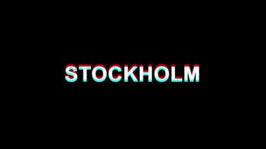 Stockholm Glitch Etkisi Metin Dijital Tv Distortion 4k Loop Animasyon