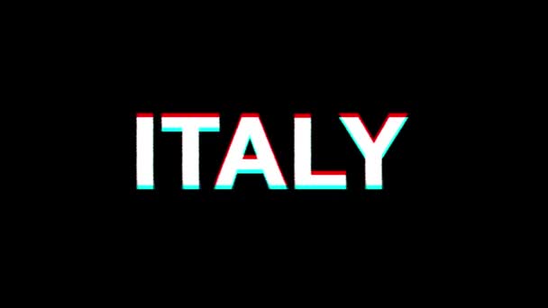 イタリアグリッチ効果テキストデジタルテレビ歪み4kループアニメーション — ストック動画