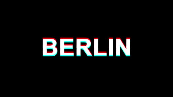 Berlin glitch effekt text digital TV Distortion 4K loop animation — Stockvideo