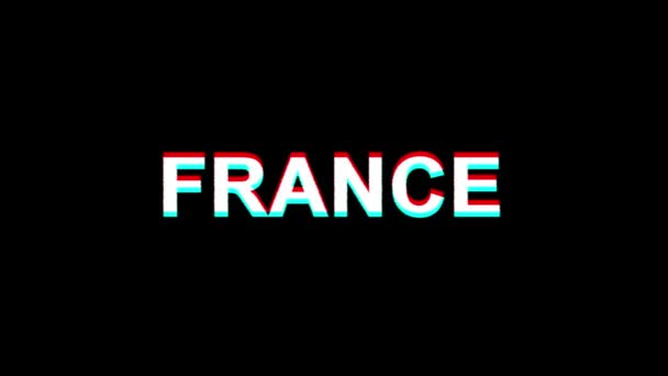 Frankreich glitch effekt text digital tv verzerrung 4k loop animation — Stockvideo