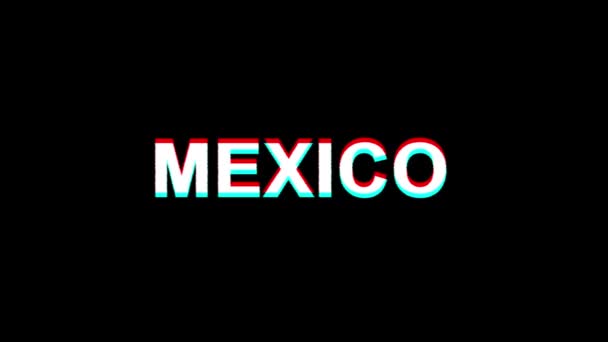 Mexico glitch effect tekst digitale TV vervorming 4k loop animatie — Stockvideo