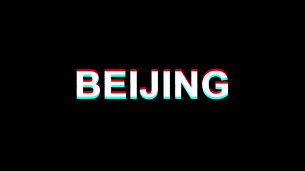 Peking glitch effekt text digital TV Distortion 4K loop animation — Stockvideo