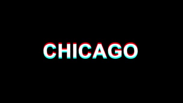 Chicago Glitch text efekt digitální TV deformace 4k smyčka animace — Stock video