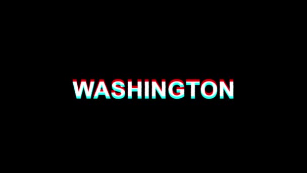 Washington glitch Effect szöveg digitális TV torzítás 4k loop animáció — Stock videók