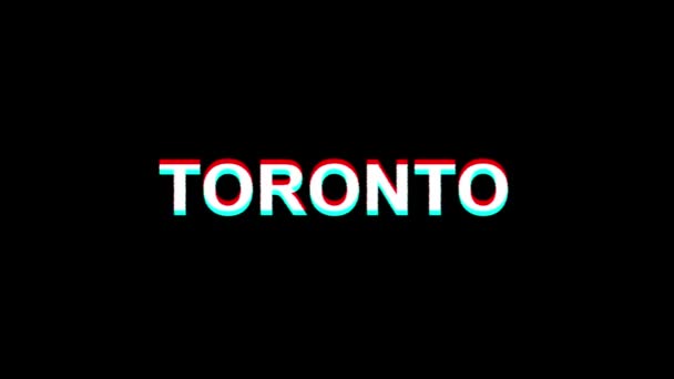 Toronto glitch effect text digital tv verzerrung 4k loop animation — Stockvideo
