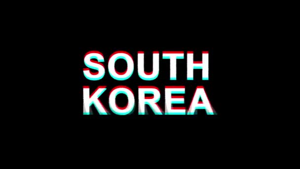 Südkorea Glitch-Effekt Text digital tv Verzerrung 4k Loop Animation — Stockvideo