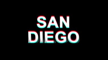 San Diego Glitch Etkisi Metin Dijital Tv Distortion 4k Loop Animasyon