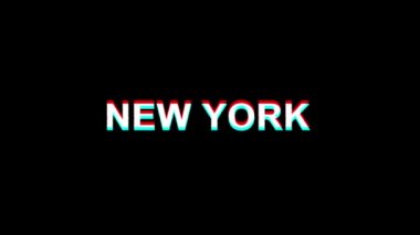 New York Glitch Etkisi Metin Dijital Tv Distortion 4k Loop Animasyon