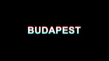 Budapeşte Glitch Etkisi Metin Dijital Tv Distortion 4k Loop Animasyon