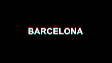 Barcelona Glitch Etkisi Metin Dijital Tv Distortion 4k Loop Animasyon