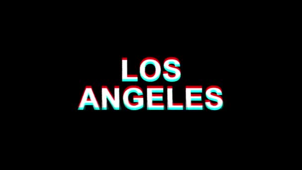 LOS ANGELES Глюк Эффект Текст Дигитальное ТВ искажение 4K Петля анимации — стоковое видео