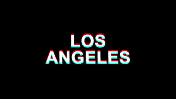 Los Angeles glitch Effect szöveg digitális TV torzítás 4k loop animáció — Stock videók