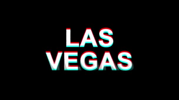 Las Vegas glitch Effect Text cyfrowa telewizja zniekształcenia animacja pętli 4K — Wideo stockowe