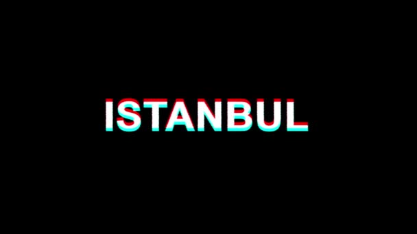 Istanbul glitch effect text digital tv verzerrung 4k loop animation — Stockvideo